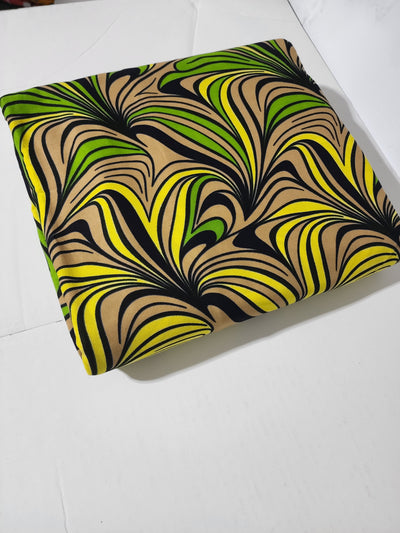 Yellow, Green and Black Ankara Fabric, ACS0131