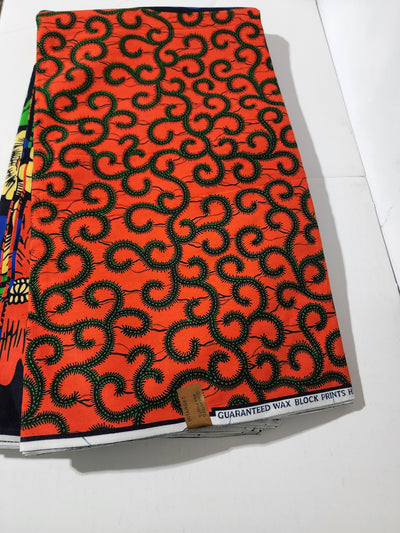 Orange and Green Ankara Fabric, ACS0150