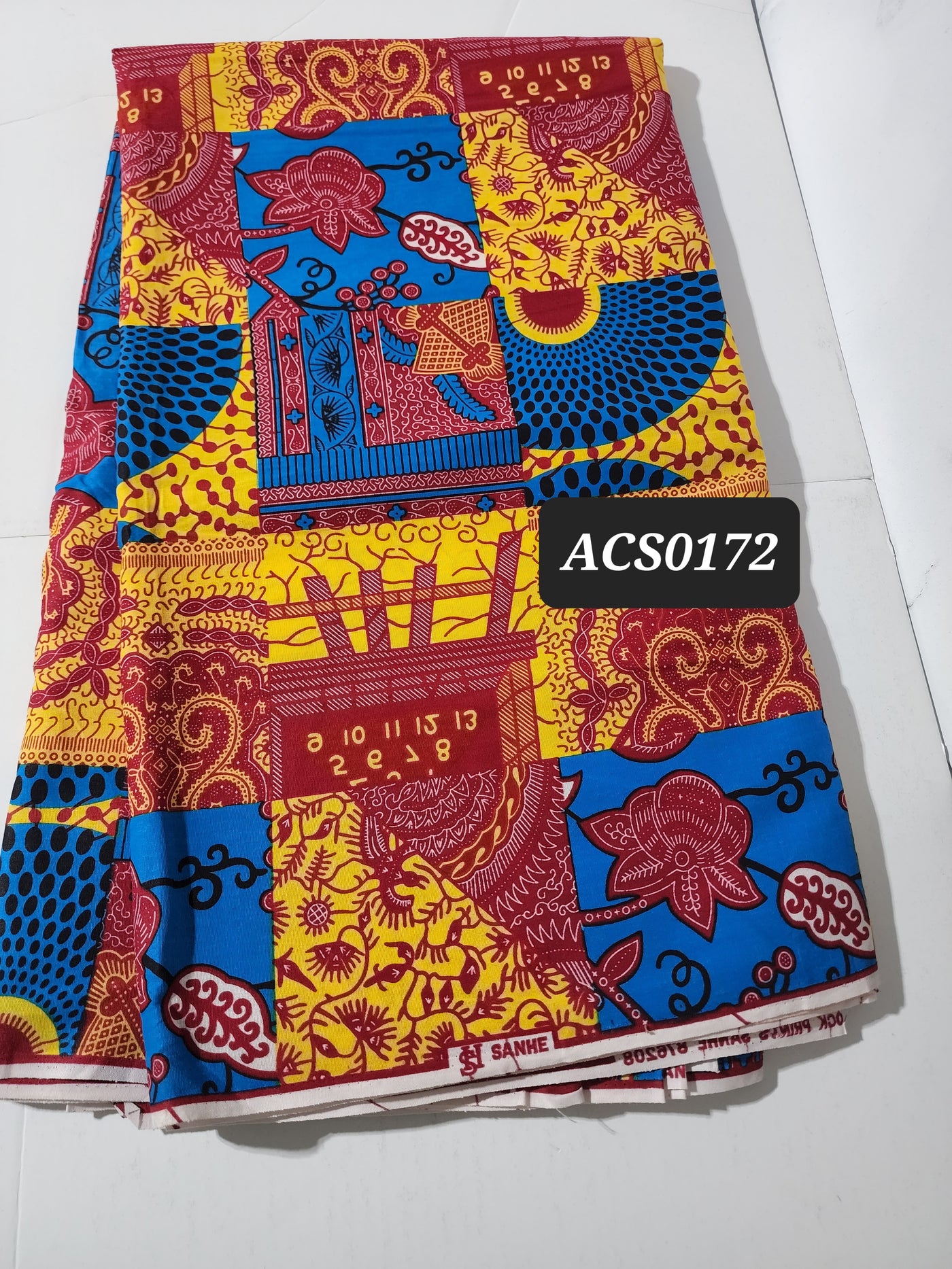 Blue and Yellow Patchwork Ankara Fabric, ACS0172