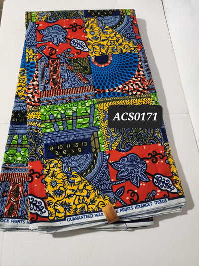 Blue Patchwork Ankara Fabric, ACS0171