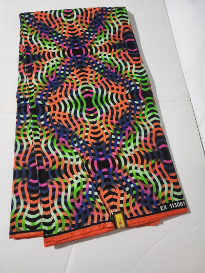 Orange and Green Ankara Fabric, ACS0152
