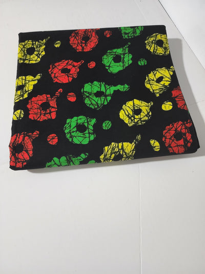 Black, Yellow and Red Ankara Fabric, ACS0145