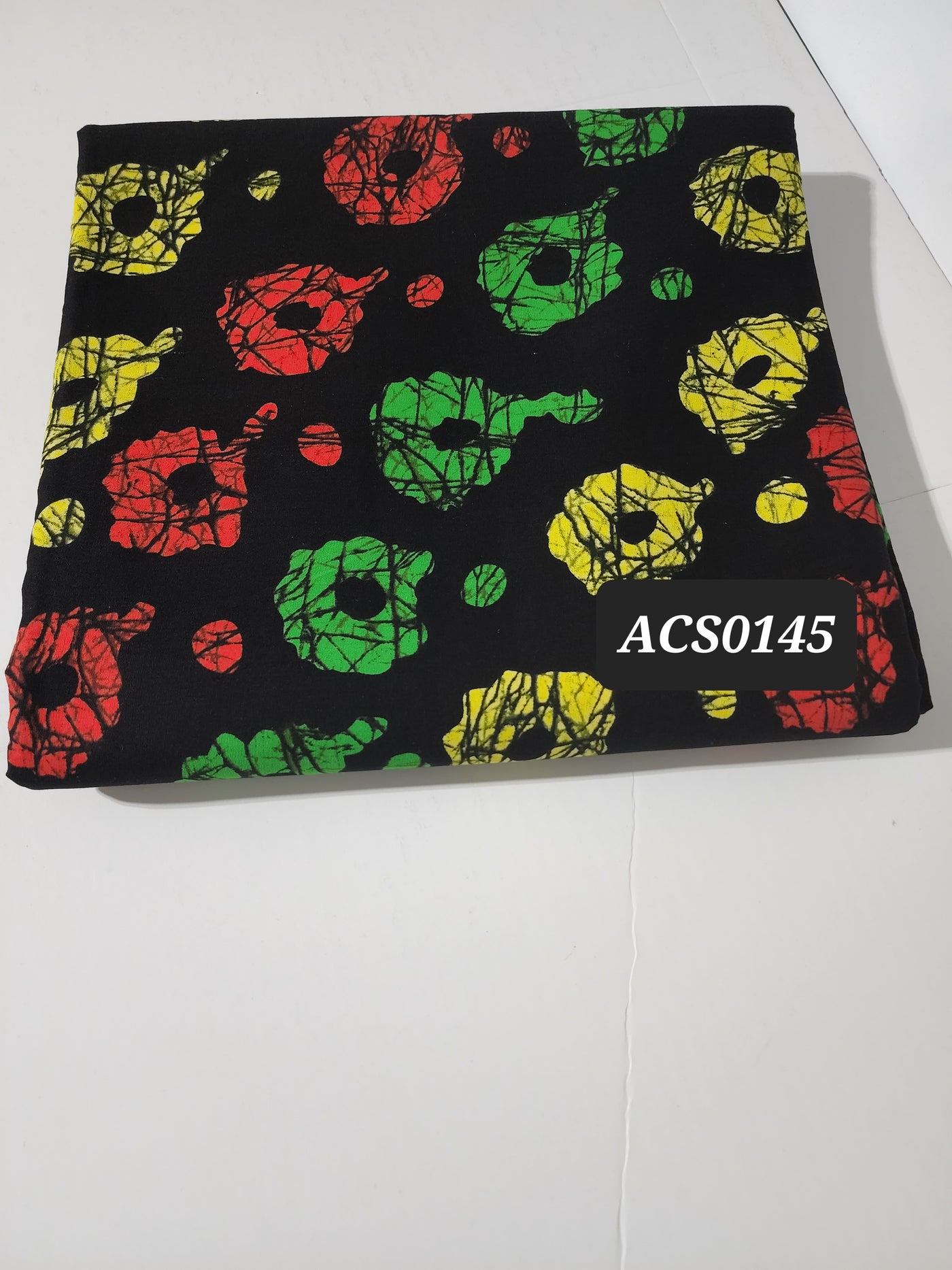 Black, Yellow and Red Ankara Fabric, ACS0145