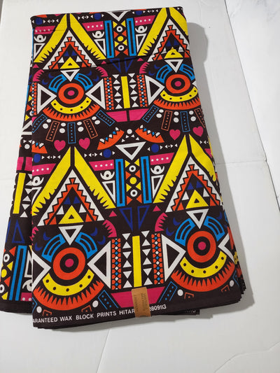 Brown and Yellow Tribal Ankara Fabric, ACS0143