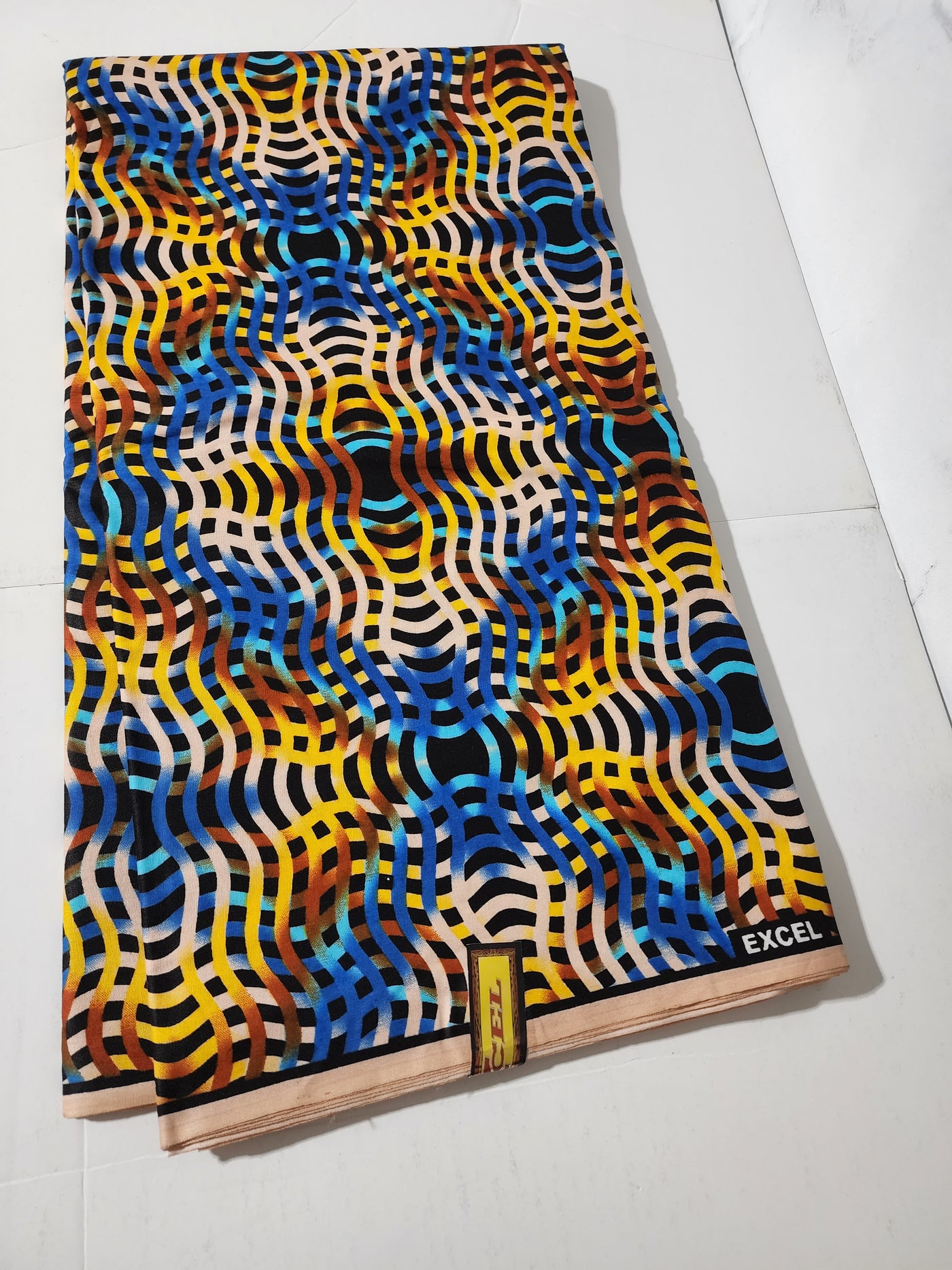 Coral and Blue Ankara Fabric, ACS0169