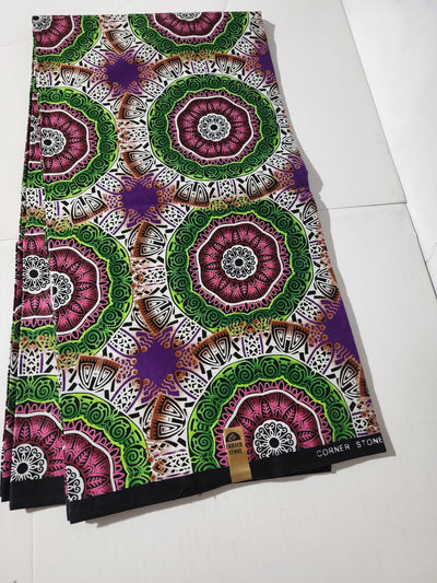 Purple and Green Ankara Fabric, ACS0219