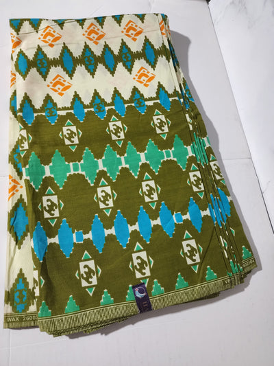Olive Tribal Ankara Fabric, ACS0212