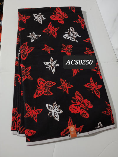 Brown and Red Butterfly Ankara Fabric, ACS0250