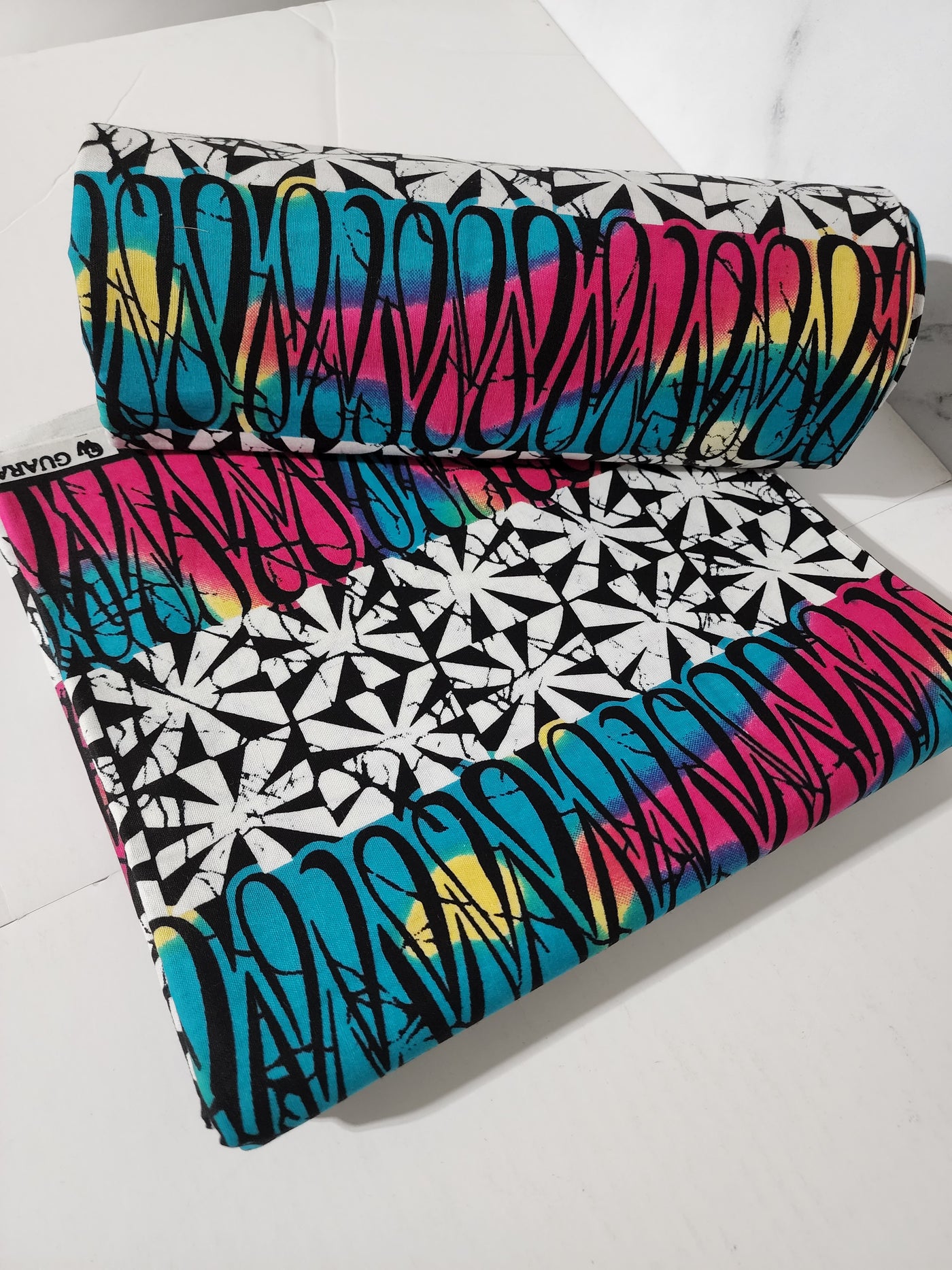 White, Pink and Black Ankara Fabric, ACS0237