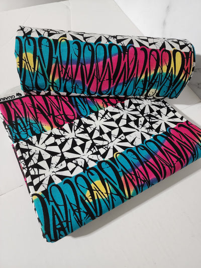 White, Pink and Black Ankara Fabric, ACS0237