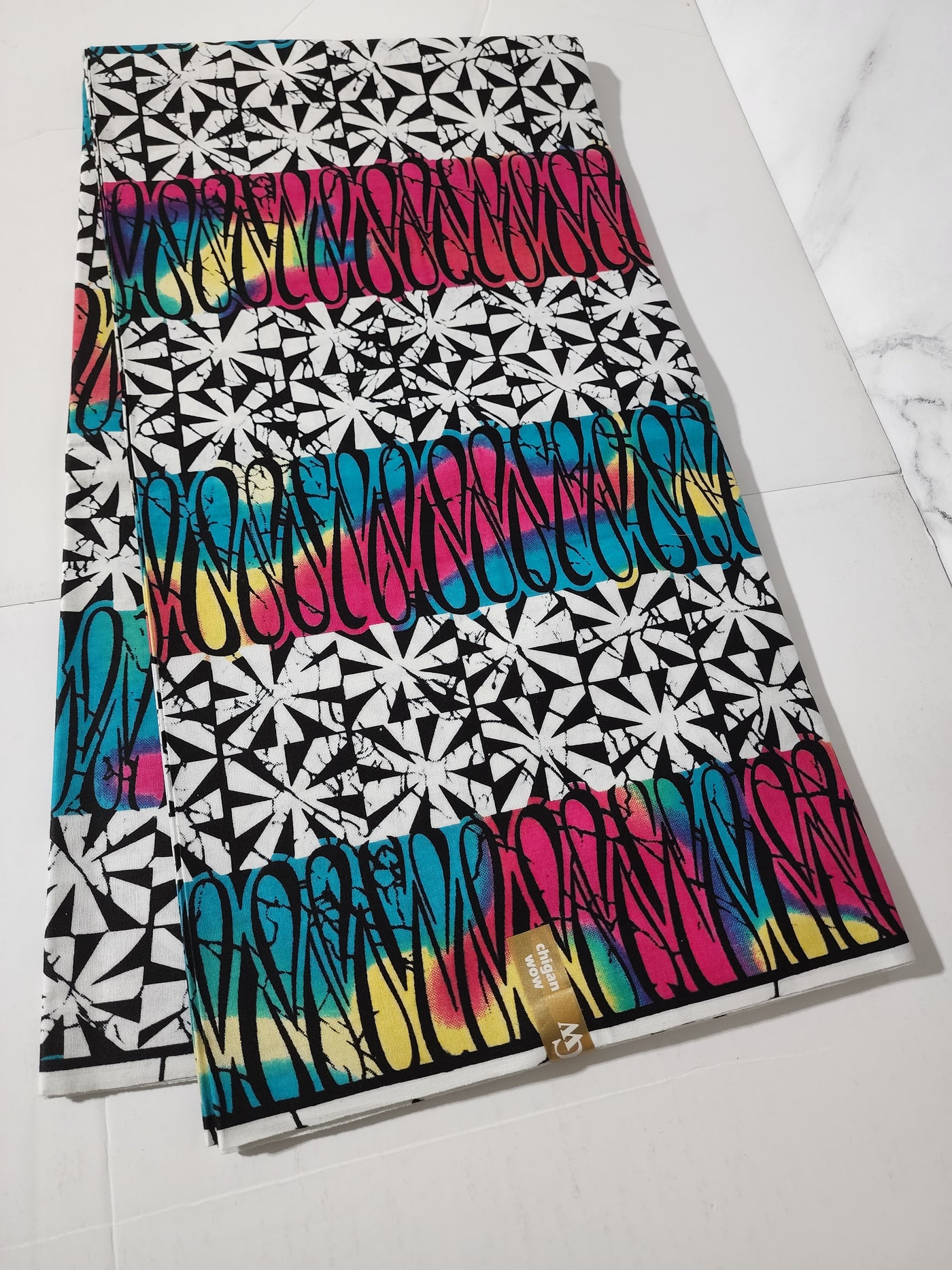 White, Pink and Black Ankara Fabric, ACS0237