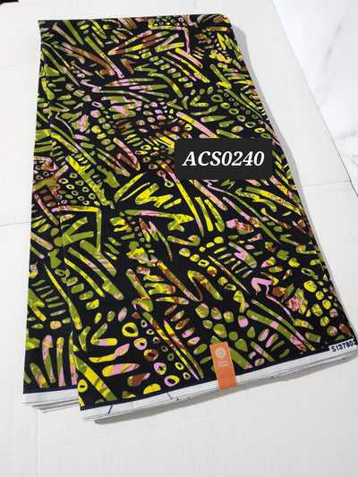 Olive Green and Black Ankara Fabric, ACS0240