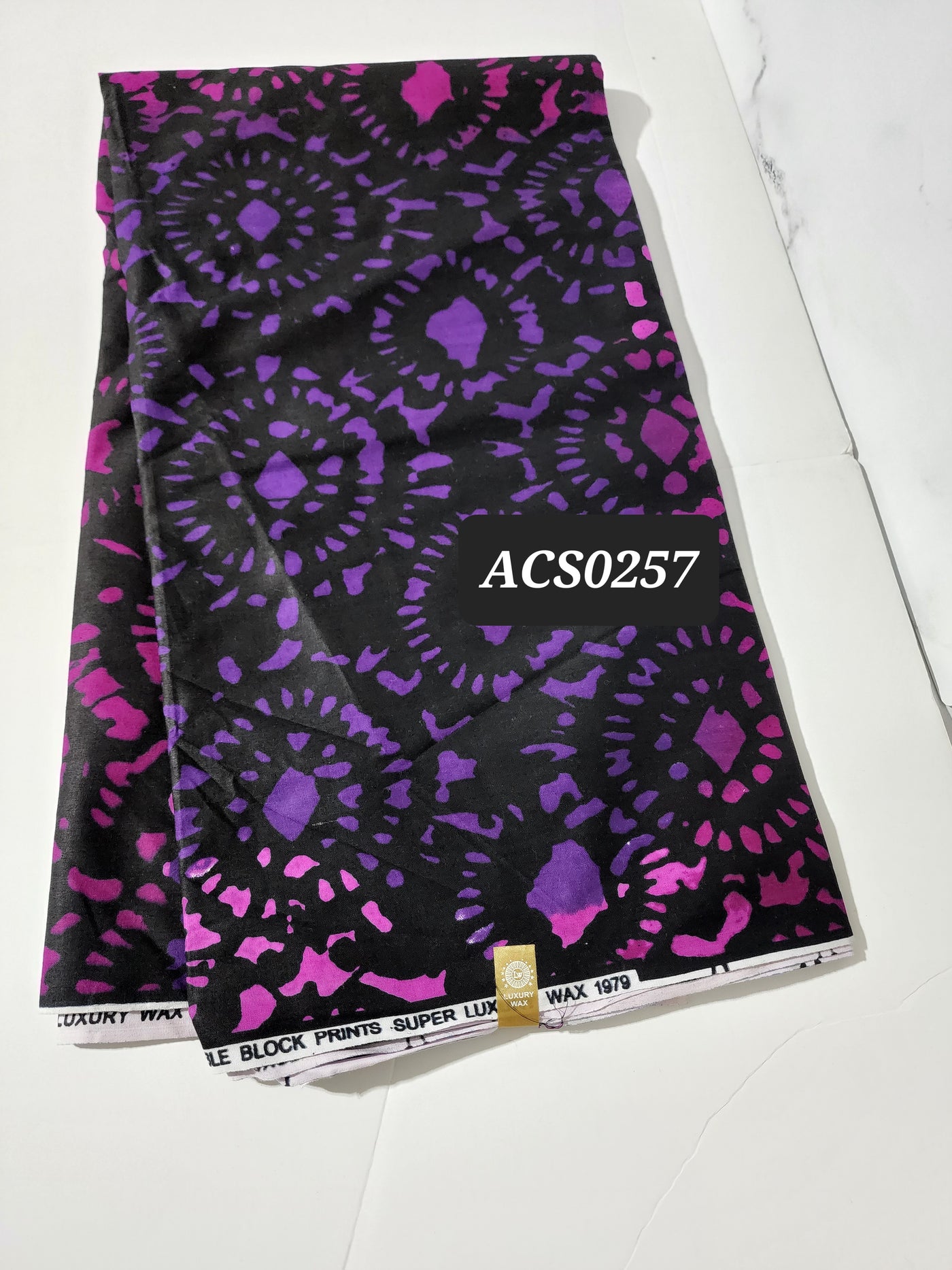 Black, Purple abd Magenta Adire Fabric, ACS0257