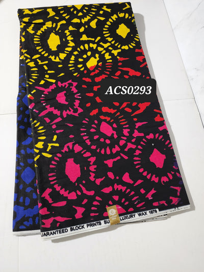Black, Yellow and Pink Ankara Fabric, ACS0293