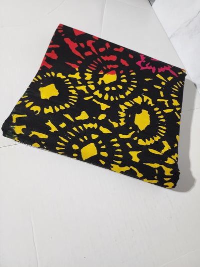Black, Yellow and Pink Ankara Fabric, ACS0293