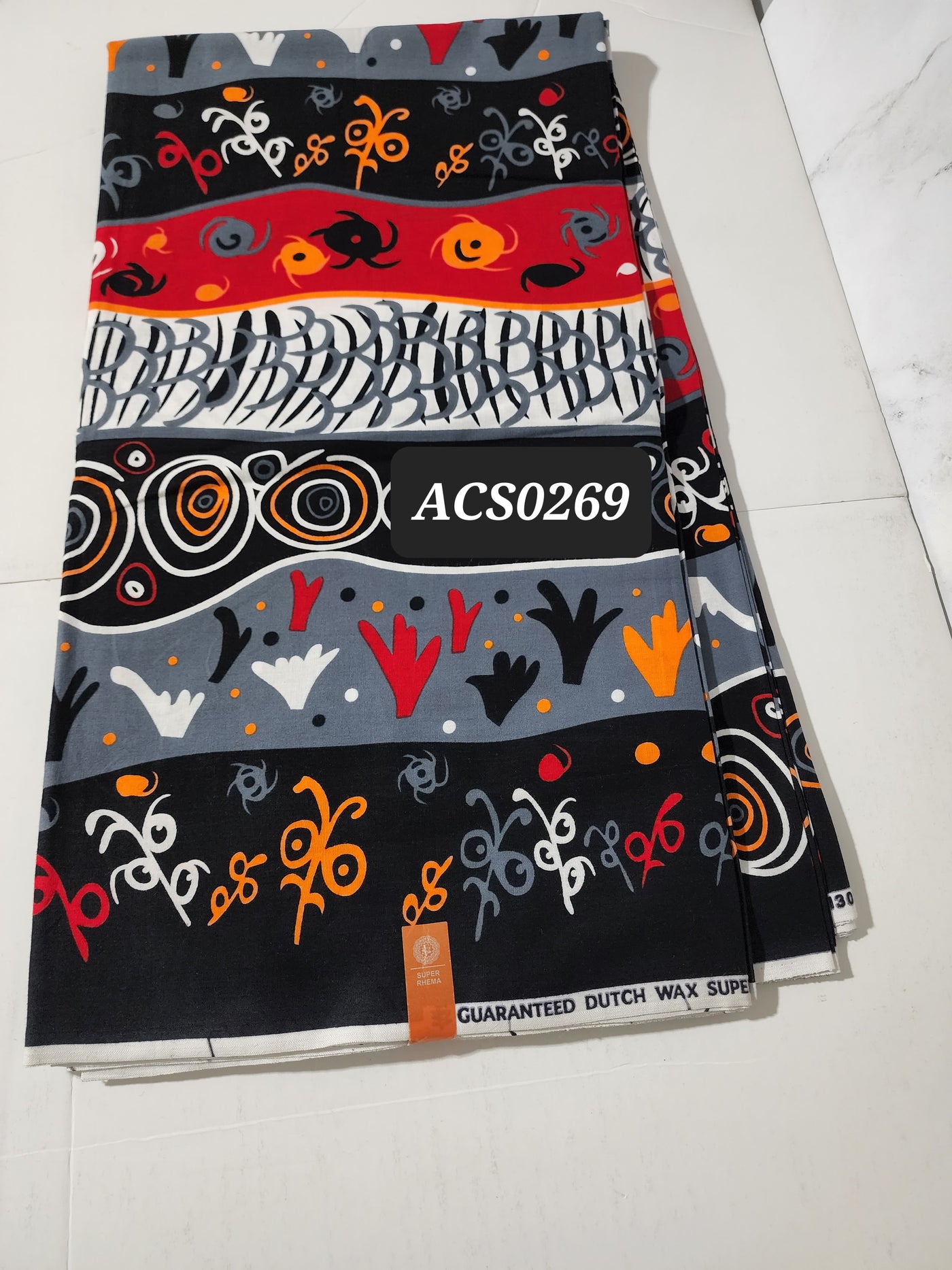 Gray and Black Ankara Fabric, ACS0269