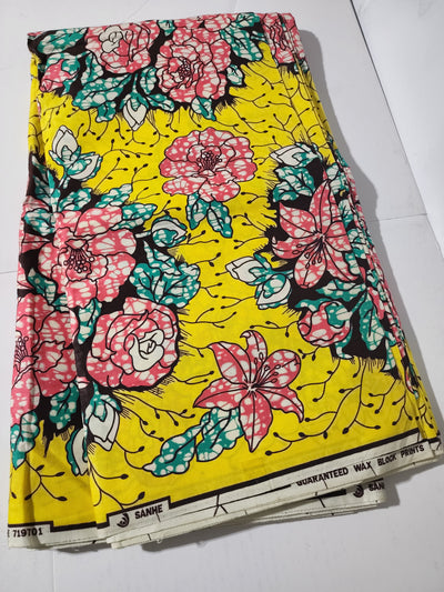 Yellow and Pink Ankara Fabric, ACS0283