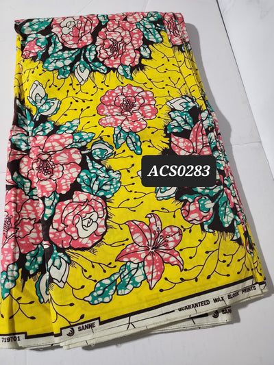 Yellow and Pink Ankara Fabric, ACS0283