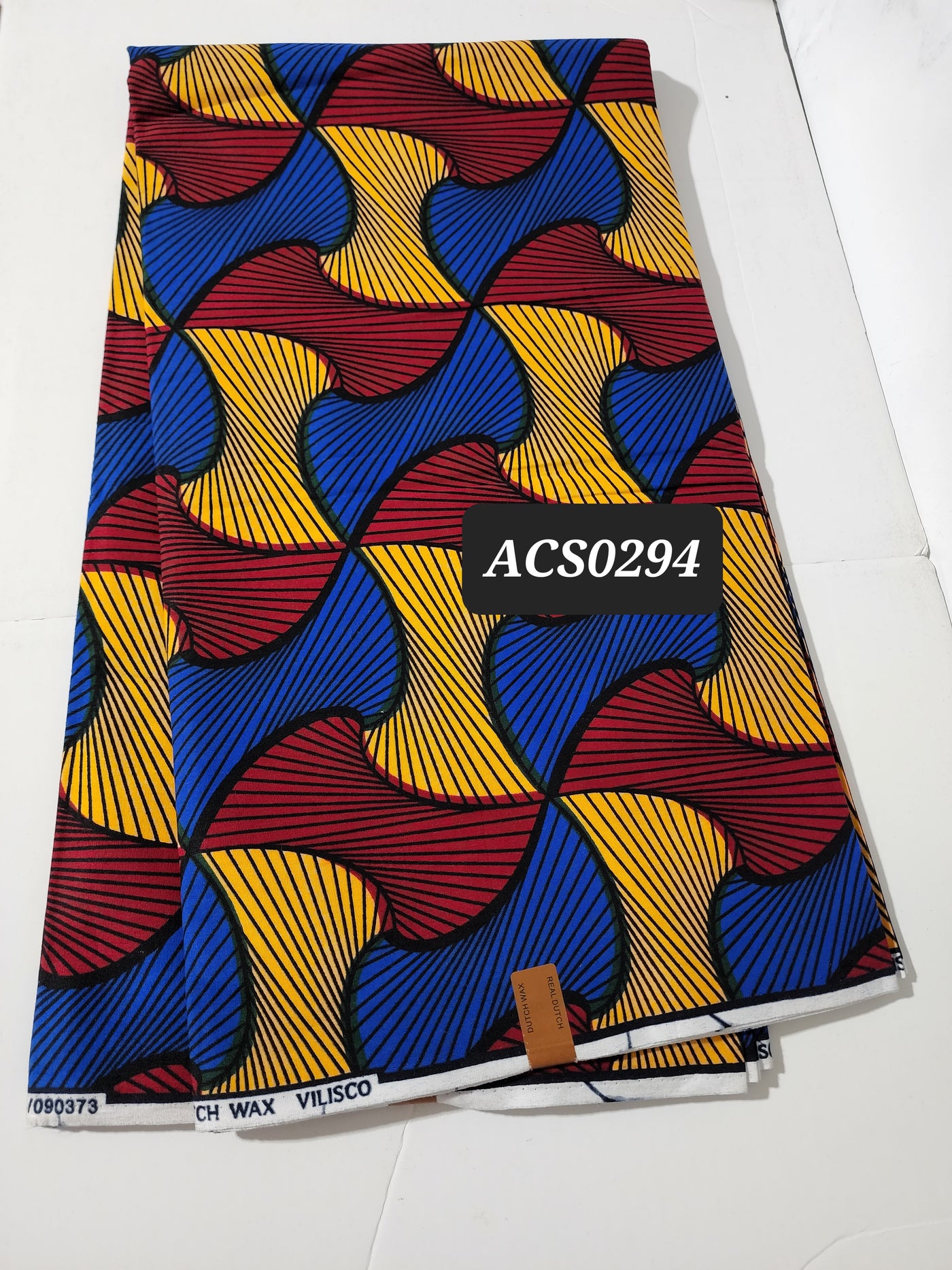 Blue, Yellow and Red Ankara Fabric, ACS0294