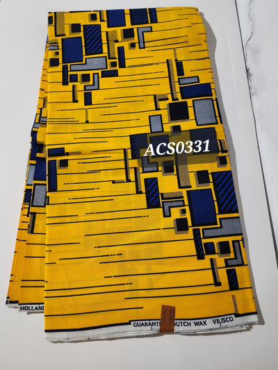 Yellow and Blue Ankara Fabric, ACS0331