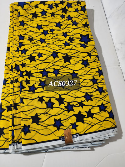 Blue and Yellow Ankara Fabric, ACS0327