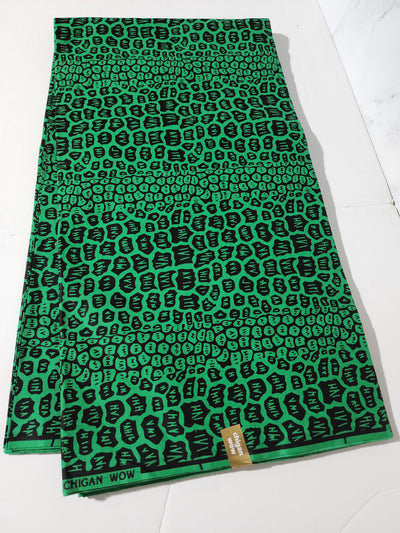 Green and Black Ankara Fabric, ACS0337