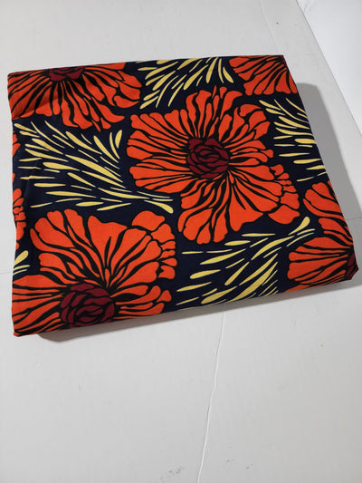 Black and Orange Ankara Fabric, ACS0366