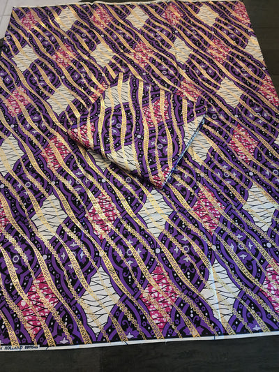Purple Java Gold Ankara Fabric, ACS0399