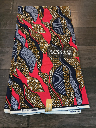 Brown and Red Ankara Fabric, ACS0424