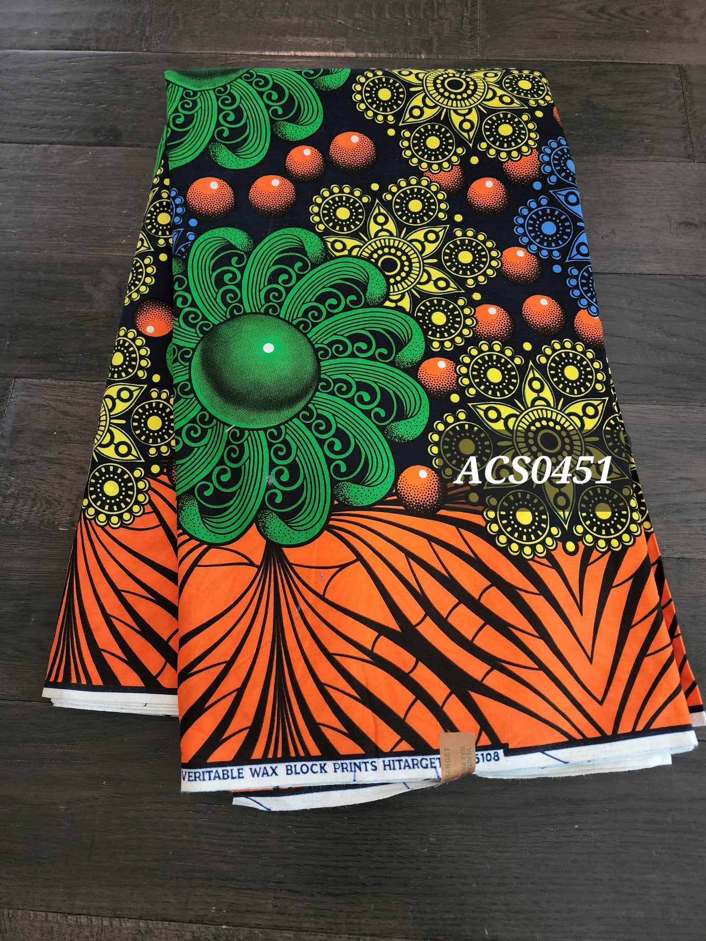 Navy and Green Ankara Fabric, ACS0451