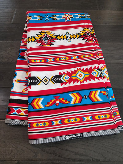 White and Red Tribal Ankara Fabric, ACS0450