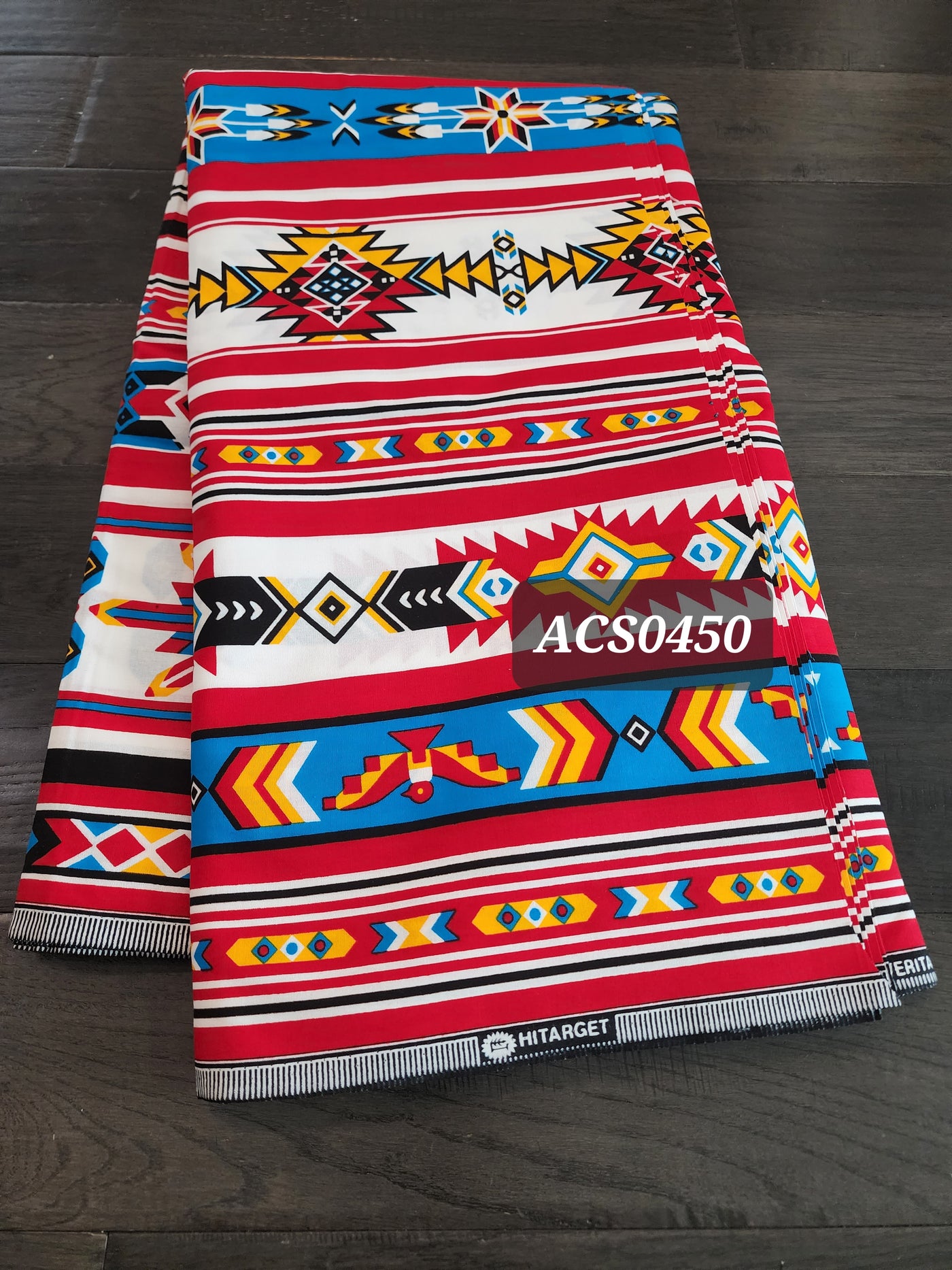 White and Red Tribal Ankara Fabric, ACS0450