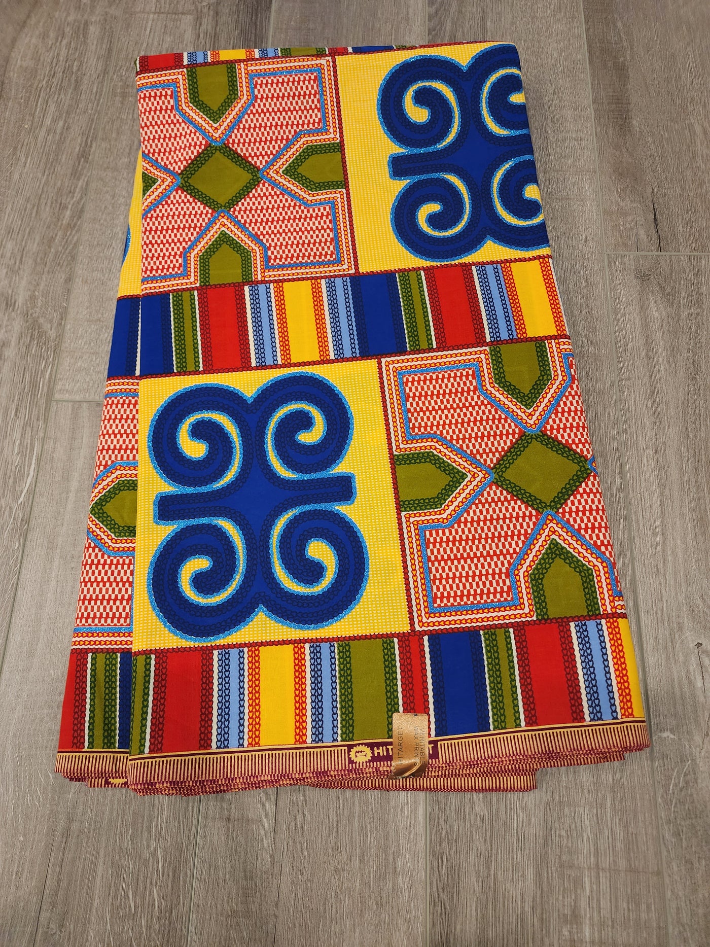 Navy, Orange and Gold Multicolor African Ankara Fabric