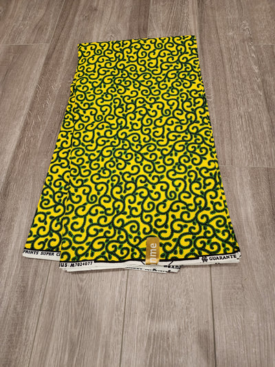 Yellow and Green African Ankara Fabric