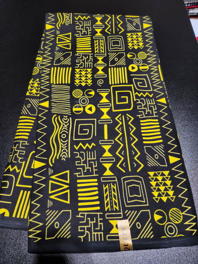 Black Tribal Ankara Print Fabric, ACS2112