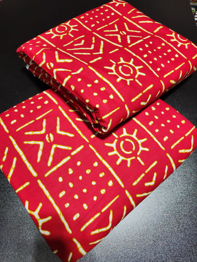 Red Tribal Ankara Print Fabric, ACS2111