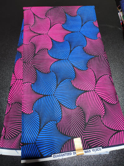 Blue and Pink Ankara Print Fabric