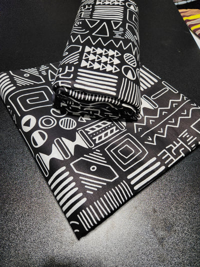 Black and White Ankara Print Fabric