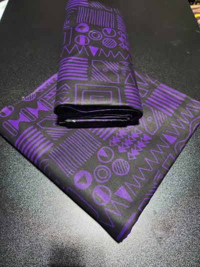 Black and Purple Ankara Print Fabric