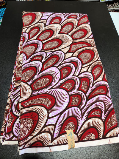 Pink and Maroon Ankara Print Fabric
