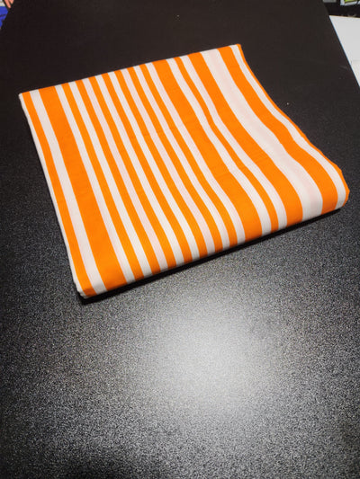 Orange and White Lines Ankara Fabric