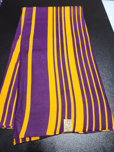 Purple and Yellow Lines Ankara Fabric