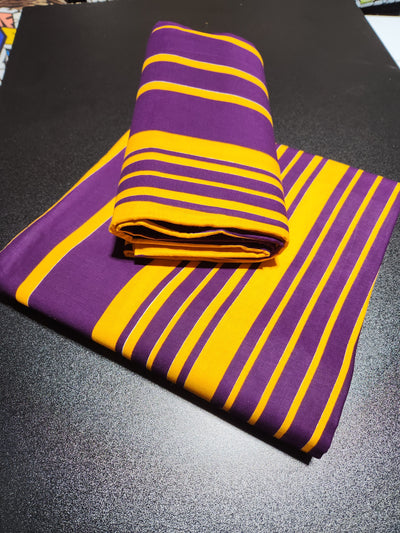 Purple and Yellow Lines Ankara Fabric