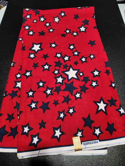 Red and Navy Ankara Print Fabric