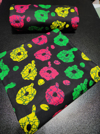 Green and Pink Ankara Print Fabric