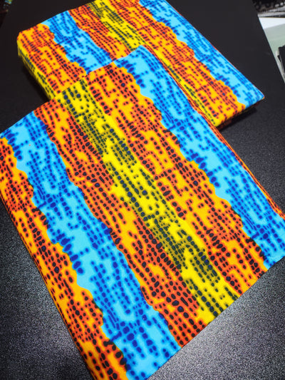 Blue and Orange Ankara Print Fabric