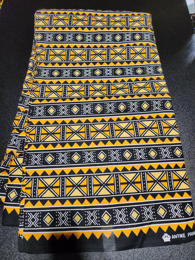 Black and Gold African Ankara Fabric