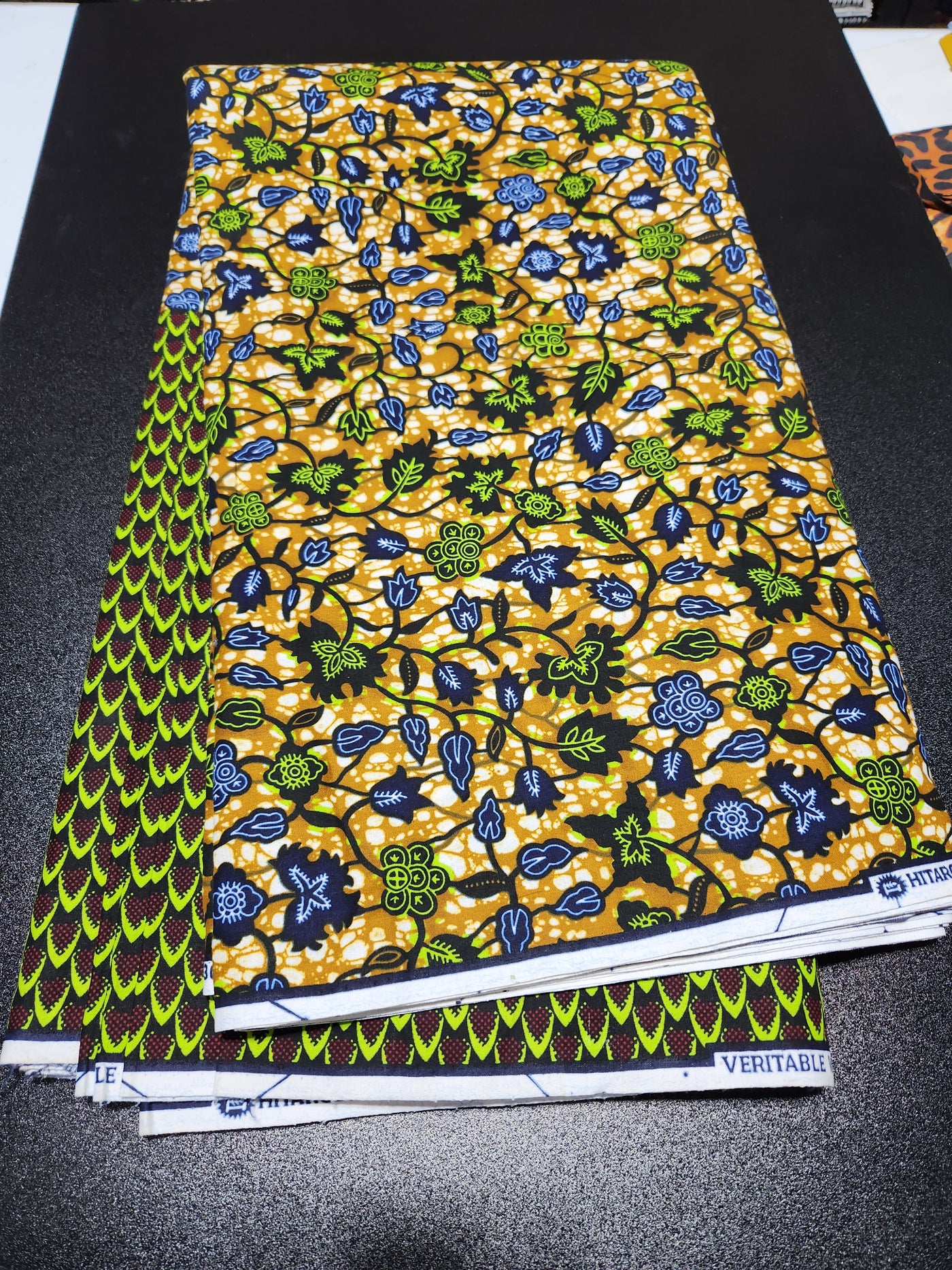 Green and Brown Ankara Print Fabric