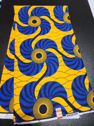 Yellow and Blue Ankara Print Fabric