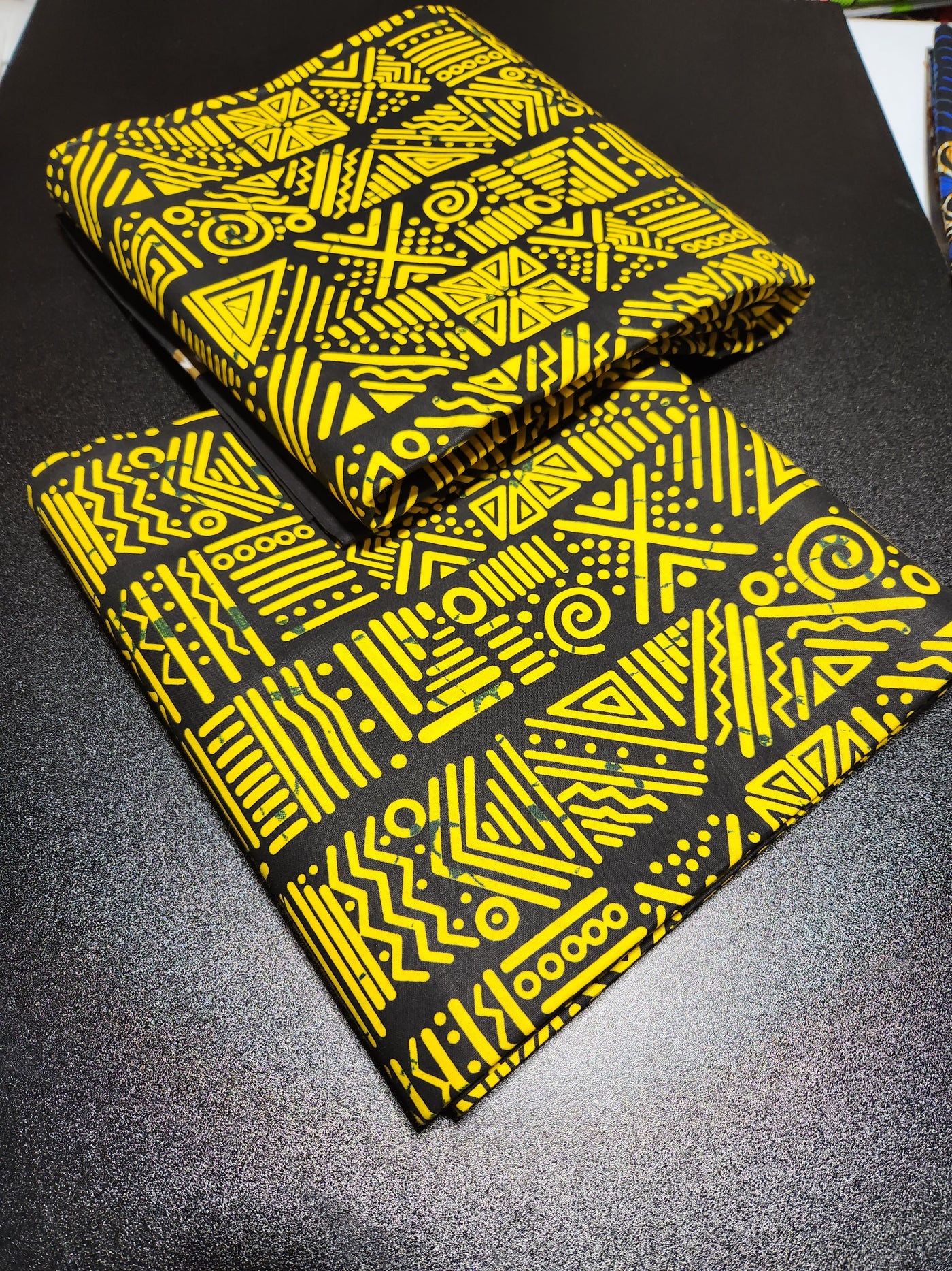 Yellow and Black Ankara Print Fabric